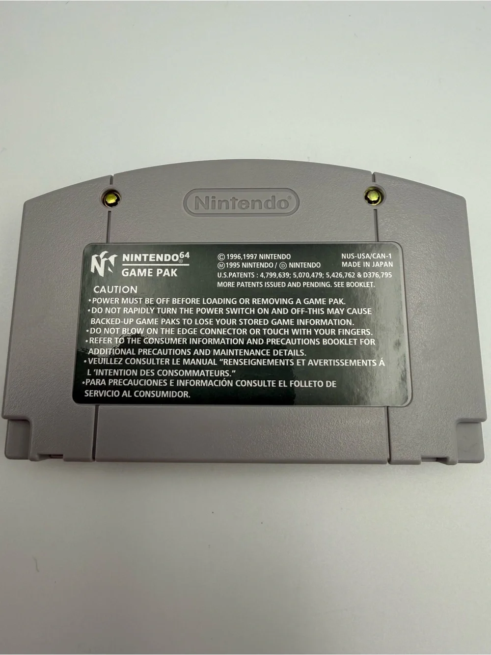 Nintendo Ogre Battle 64 Gray Cartridge with Colorful Label